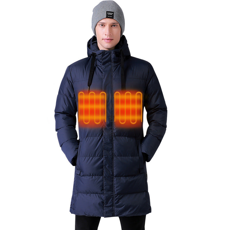 Custom Logo Men Coats Waterproof Insulated Mens Winter Elec Heating Outwear Parka Heated down Jackets Long Jacket