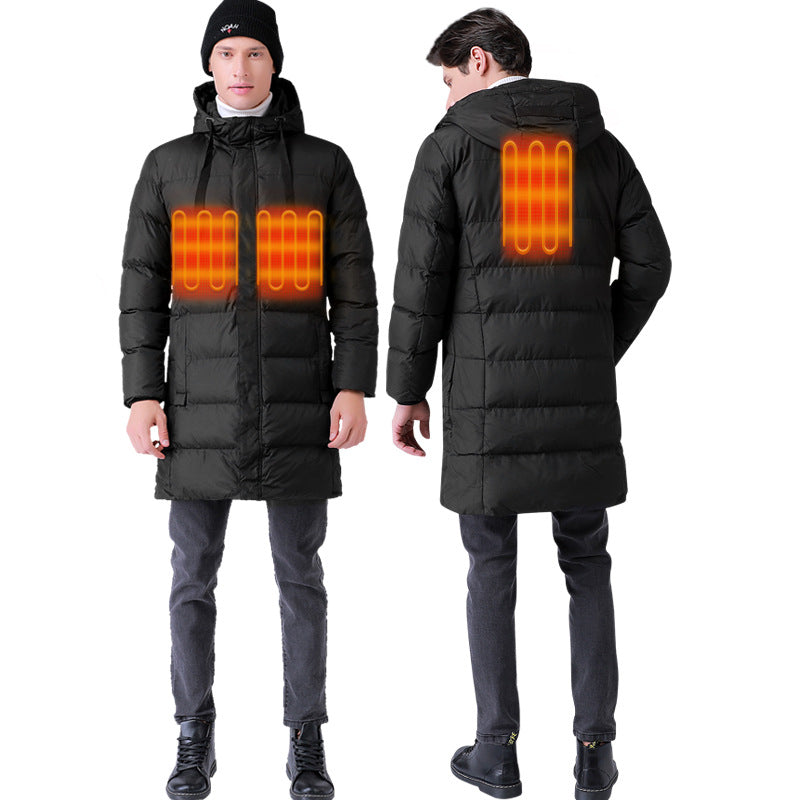 Custom Logo Men Coats Waterproof Insulated Mens Winter Elec Heating Outwear Parka Heated down Jackets Long Jacket