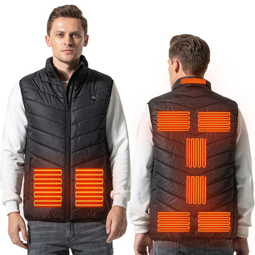 9 Places Heated Vest Winter Electric Heating Vest Washable Heating Jacket Thermal Clothing Hunting Vest Winter Heating Jacket