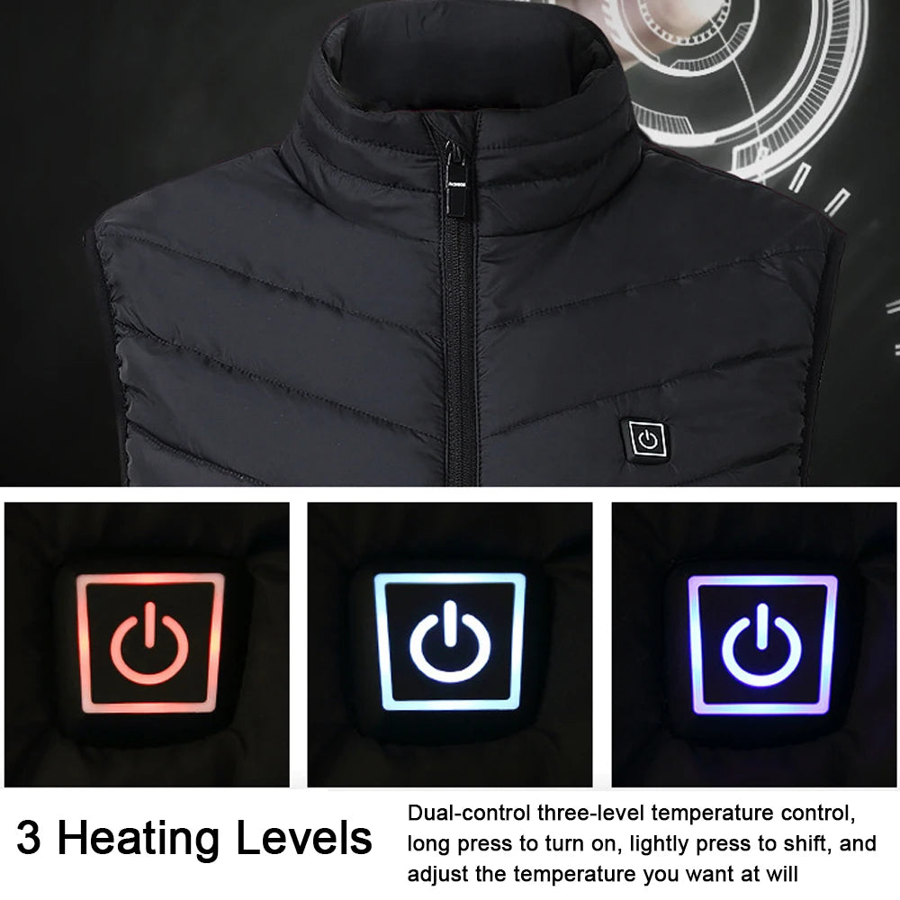 9 Places Heated Vest Winter Electric Heating Vest Washable Heating Jacket Thermal Clothing Hunting Vest Winter Heating Jacket