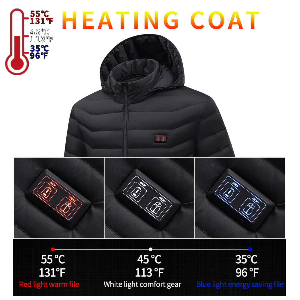 Heated Jacket USB Rechargeable Removable Battery Waterproof