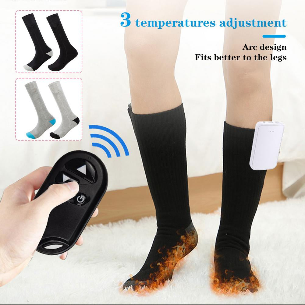 Winter Electric Heated Socks USB Rechargeable Remote Control Outdoor Thermal Socks 3 Temperatures Adjustment Heating Socks