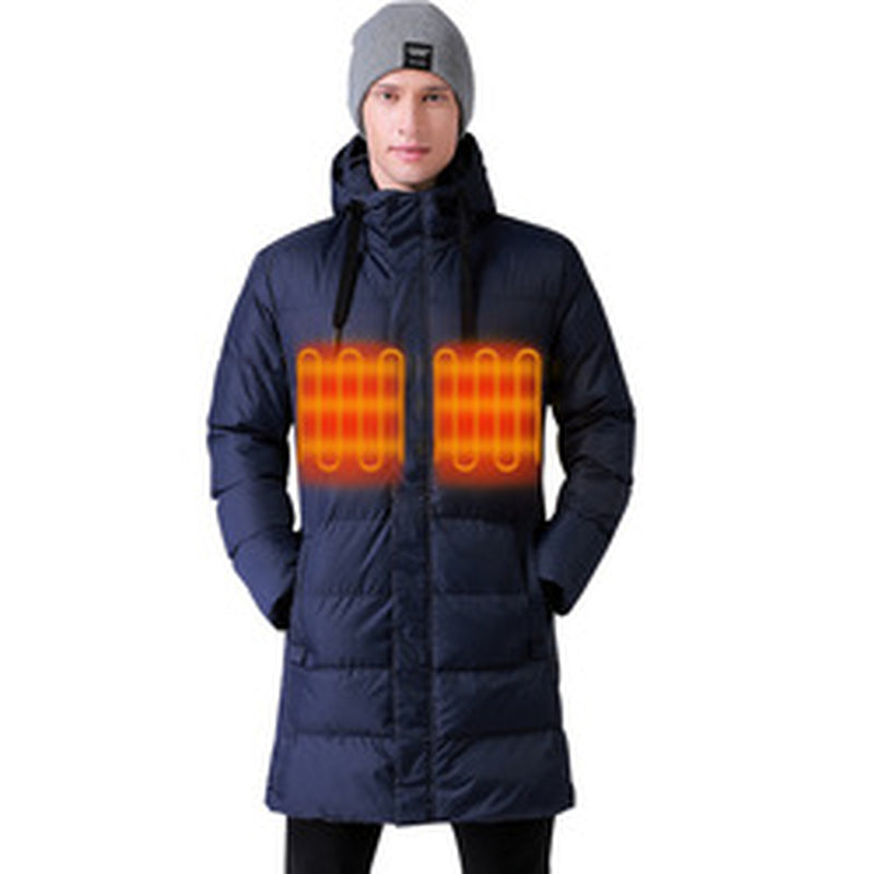Custom Logo Men Coats Waterproof Insulated Mens Winter Elec Heating Outwear Parka Heated down Jackets Long Jacket
