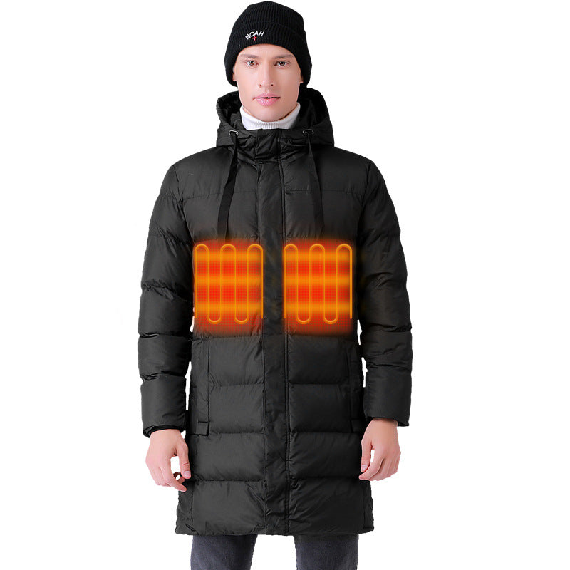 Men s Outerwear Heated down Long Jacket HiTech Fashion