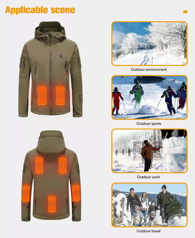 Winter Warm Hooded Coat with Battery Pack