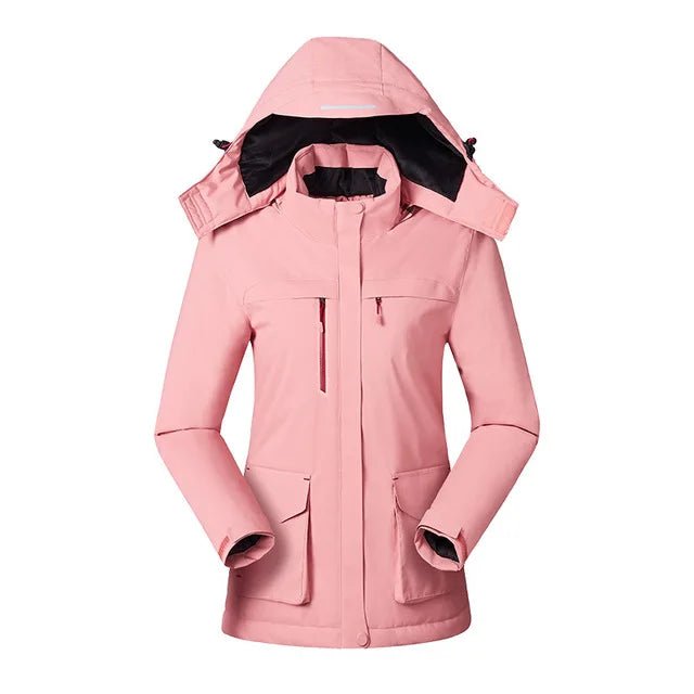Women Winter Intelligent Heating Jacket USB Charging Women Heated Coat Outdoor Fleece Female Windproof Climbing Clothes