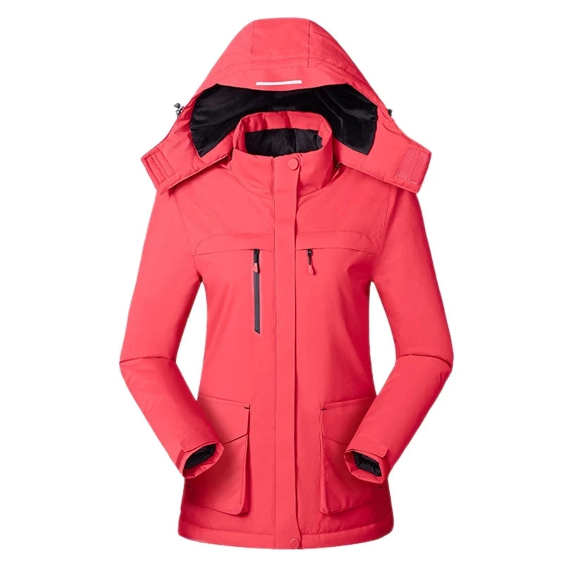 Women Winter Intelligent Heating Jacket USB Charging Women Heated Coat Outdoor Fleece Female Windproof Climbing Clothes