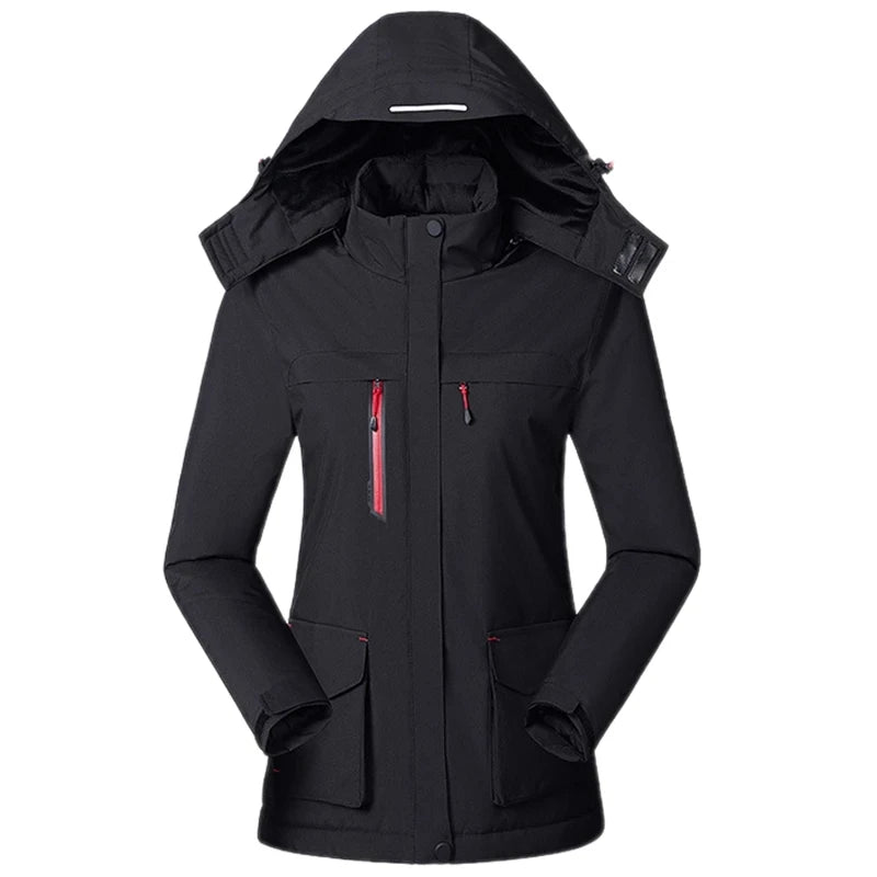 Women Winter Intelligent Heating Jacket USB Charging Women Heated Coat Outdoor Fleece Female Windproof Climbing Clothes